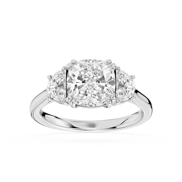 Luna 2 ½ ctw Cushion Lab Grown Diamond Half Moon Double Prong Three ...