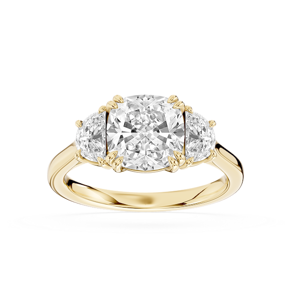 Luna 2 ½ ctw Cushion Lab Grown Diamond Half Moon Double Prong Three ...