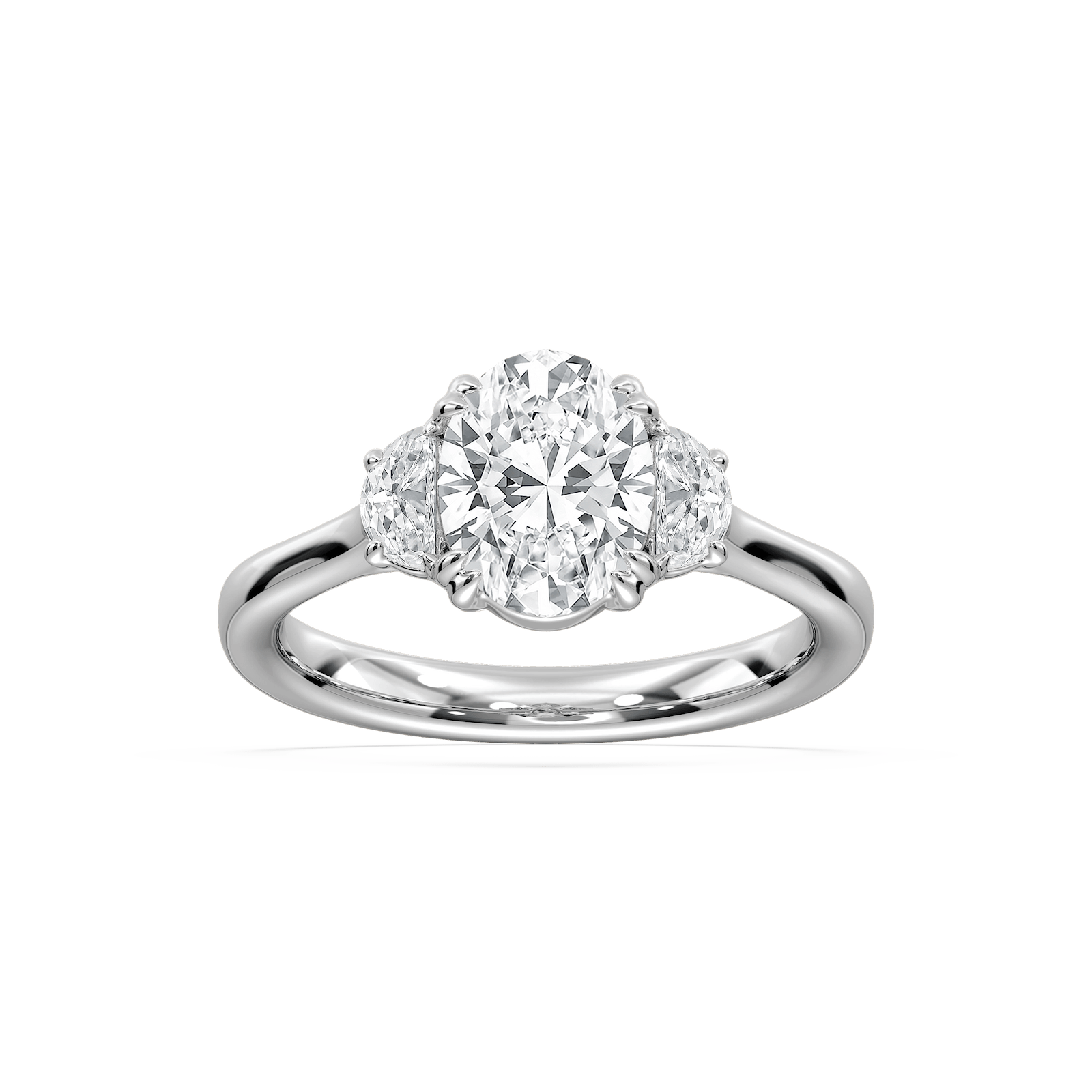 Luna Oval Three Stone Ring in Rose Gold