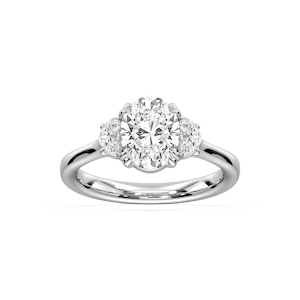 Luna 2 ½ ctw Oval Lab Grown Diamond Half Moon Double Prong Three Stone Engagement Ring