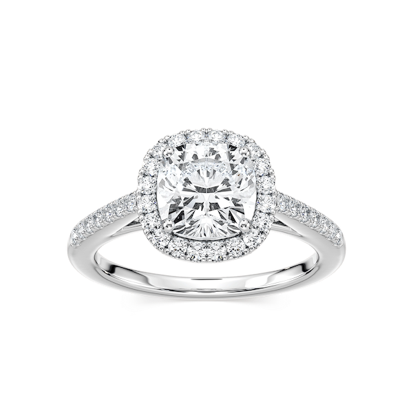 Arabella Cushion Lab Grown Diamond Shared Prong Halo Engagement Ring