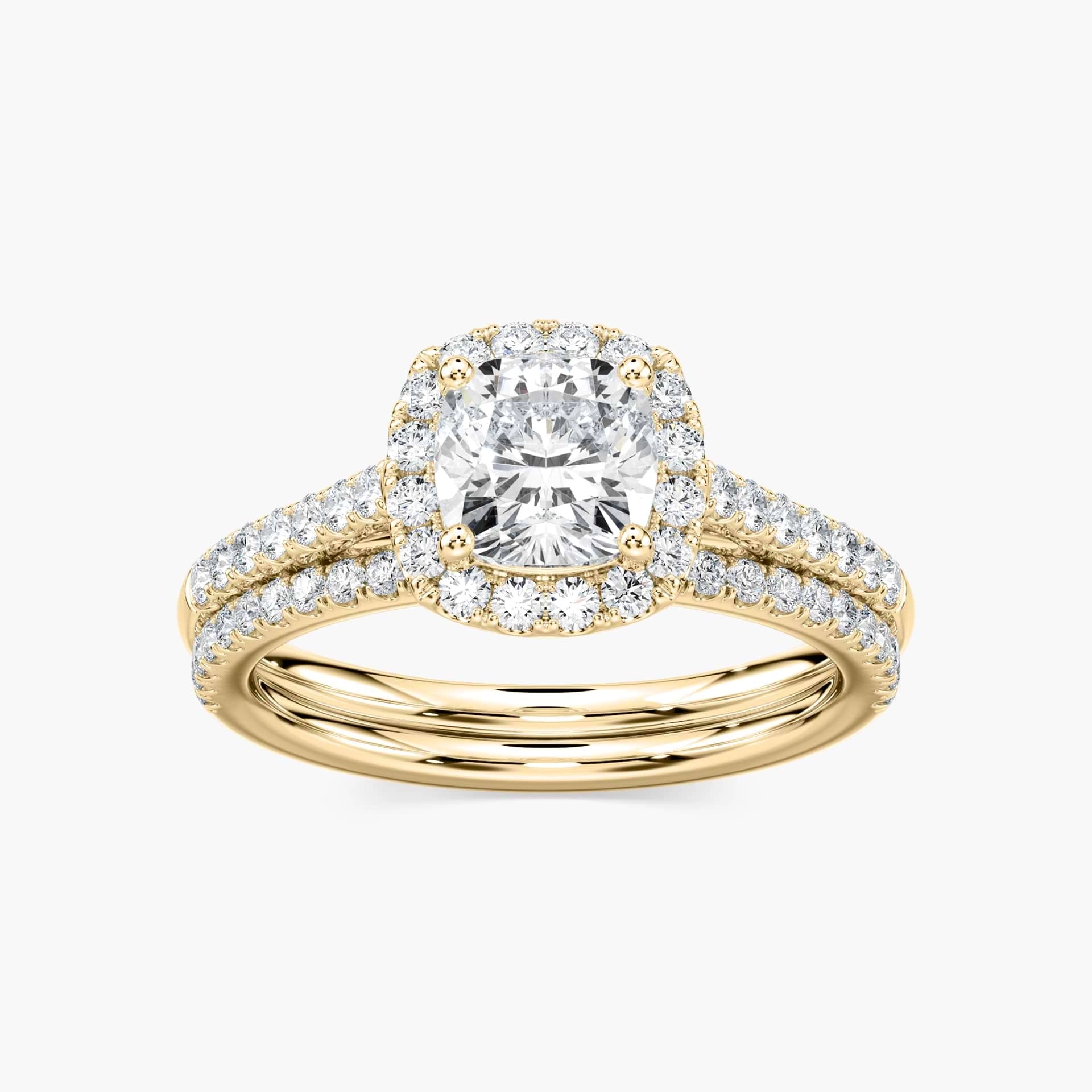 Luxe Lab Grown Diamond Halo Classic Prong Wedding Set