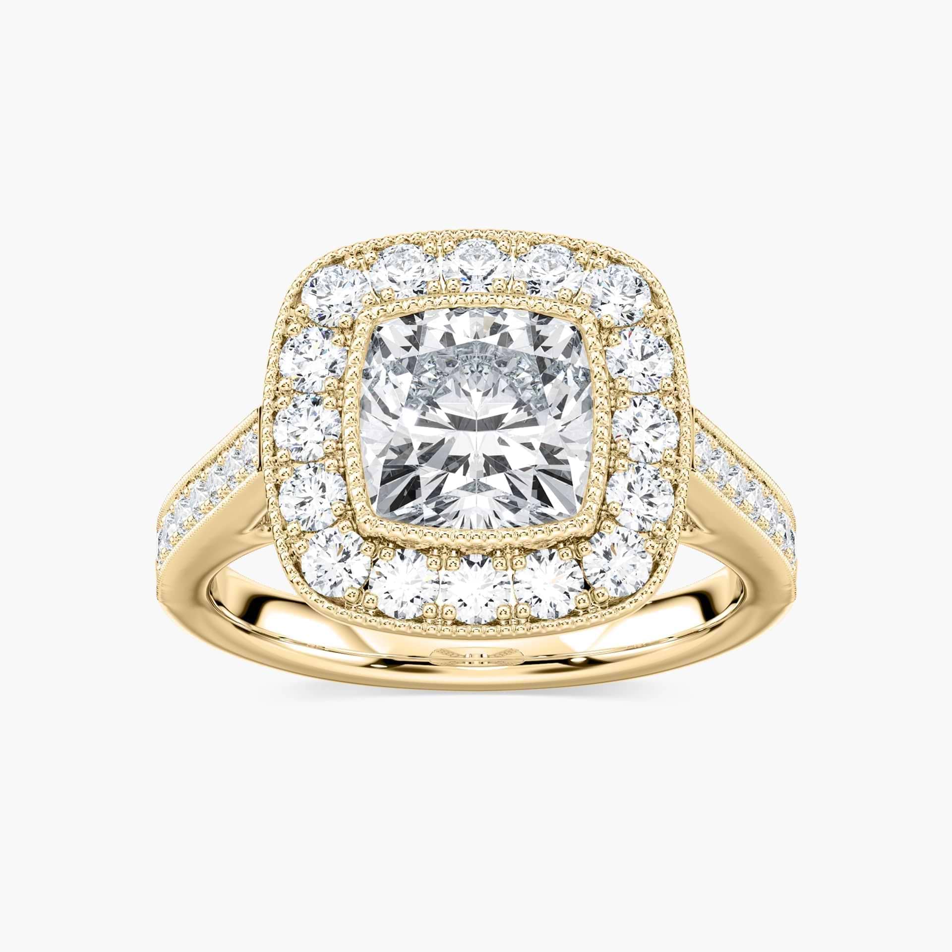 Tiffany Cushion Lab Grown Diamond Luxury Antique Vintage Halo Engagement Ring
