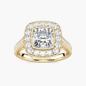 Tiffany Cushion Lab Grown Diamond Luxury Antique Vintage Halo Engagement Ring