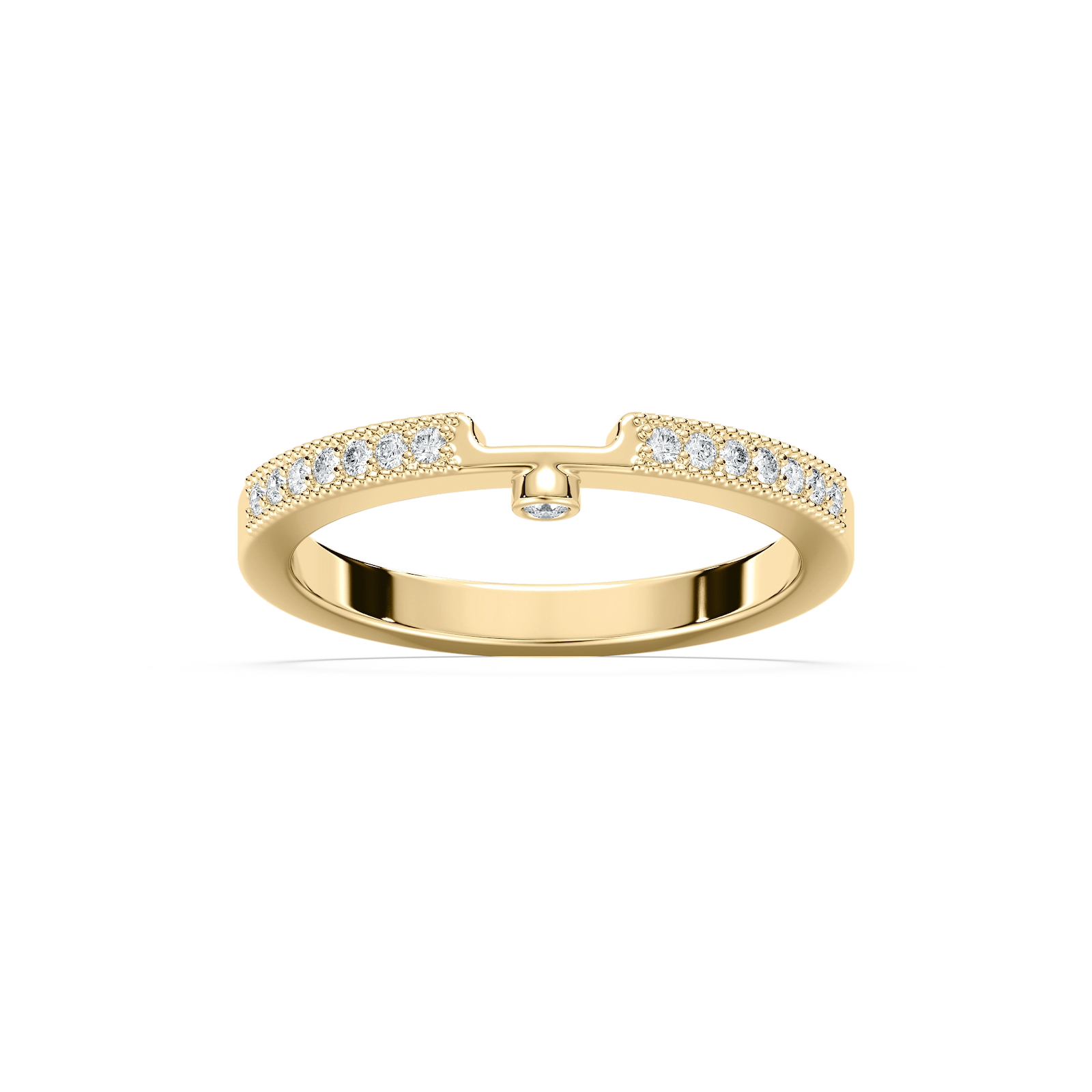 Tiffany 1/8 ctw Round Lab Grown Diamond Milgrain Curved Band