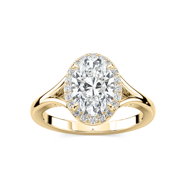 Maia Oval Lab Grown Diamond Split Shank Halo Engagement Ring