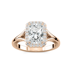 Maia Radiant Lab Grown Diamond Split Shank Halo Engagement Ring