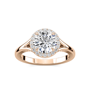 Maia Round Lab Grown Diamond Split Shank Halo Engagement Ring