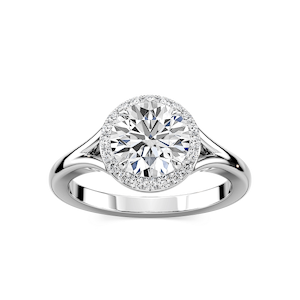 Maia Round Lab Grown Diamond Split Shank Halo Engagement Ring
