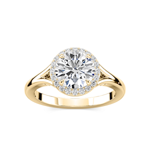 Maia Round Lab Grown Diamond Split Shank Halo Engagement Ring