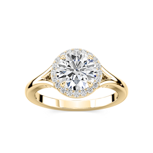 Maia Round Lab Grown Diamond Split Shank Halo Engagement Ring