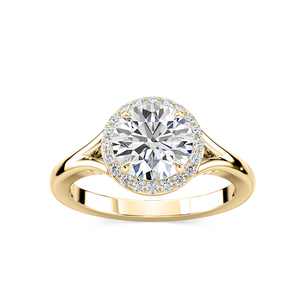Maia Round Lab Grown Diamond Split Shank Halo Engagement Ring