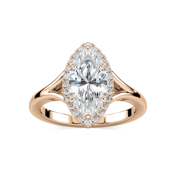 Maia Marquise Lab Grown Diamond Split Shank Halo Engagement Ring