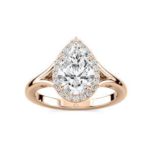 Maia Pear Lab Grown Diamond Split Shank Halo Engagement Ring