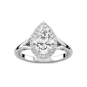 Maia Pear Lab Grown Diamond Split Shank Halo Engagement Ring