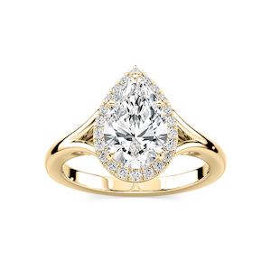Maia Pear Lab Grown Diamond Split Shank Halo Engagement Ring