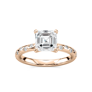Rylee Asscher Lab Grown Diamond Scattered Side Stone Engagement Ring