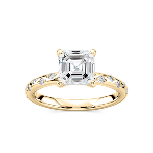 Rylee Asscher Lab Grown Diamond Scattered Side Stone Engagement Ring