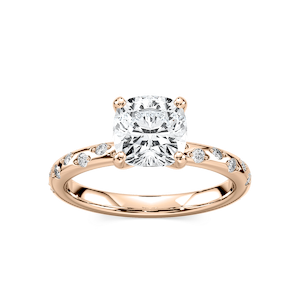 Rylee Cushion Lab Grown Diamond Scattered Side Stone Engagement Ring