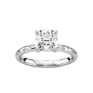 Rylee Cushion Lab Grown Diamond Scattered Side Stone Engagement Ring