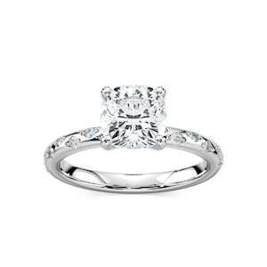 Rylee Cushion Lab Grown Diamond Scattered Side Stone Engagement Ring