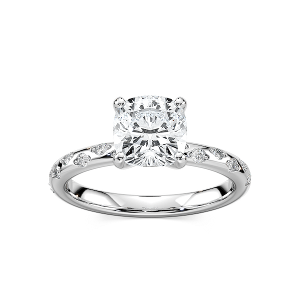 Rylee Cushion Lab Grown Diamond Scattered Side Stone Engagement Ring