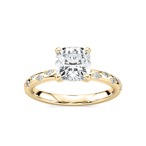 Rylee Cushion Lab Grown Diamond Scattered Side Stone Engagement Ring
