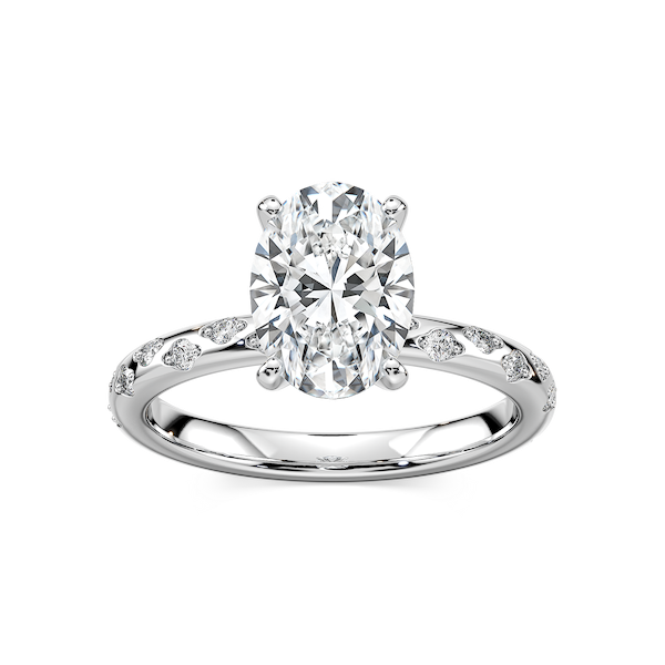 Rylee Oval Lab Grown Diamond Scattered Side Stone Engagement Ring