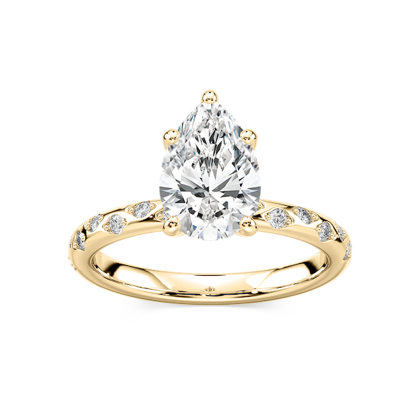 Rylee Pear Lab Grown Diamond Scattered Side Stone Engagement Ring