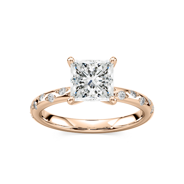 Rylee Princess Lab Grown Diamond Scattered Side Stone Engagement Ring