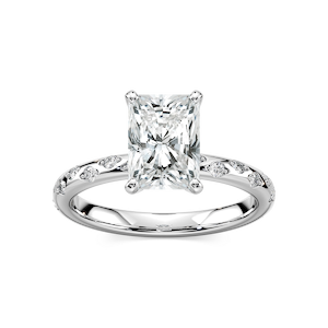 Rylee Radiant Lab Grown Diamond Scattered Side Stone Engagement Ring