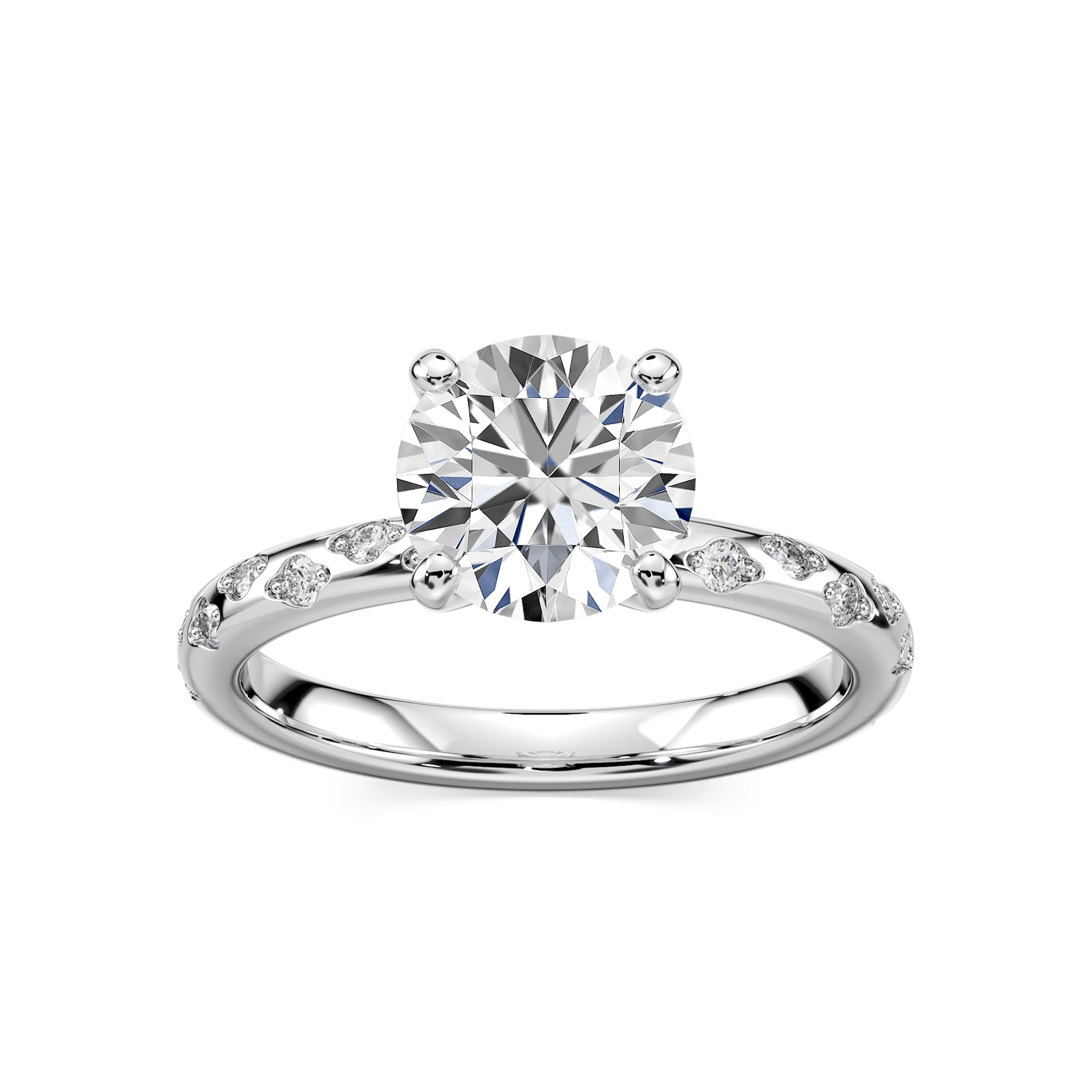 Rylee Round Lab Grown Diamond Scattered Side Stone Engagement Ring