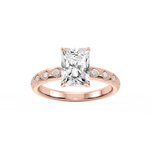 Marian Radiant Lab Grown Diamond Accent Milgrain Side Stone Engagement Ring