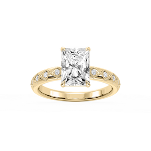 Marian Radiant Lab Grown Diamond Accent Milgrain Side Stone Engagement Ring