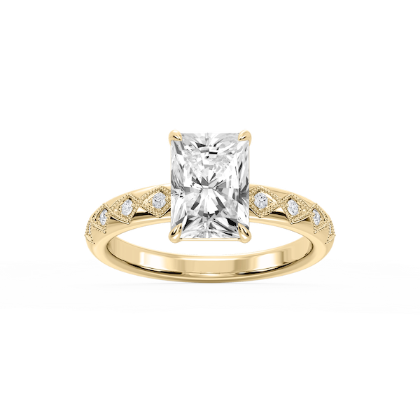 Marian Radiant Lab Grown Diamond Accent Milgrain Side Stone Engagement ...