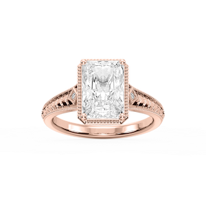 Mariana Radiant Lab Grown Diamond Vintage Milgrain Bezel Side Stone Engagement Ring