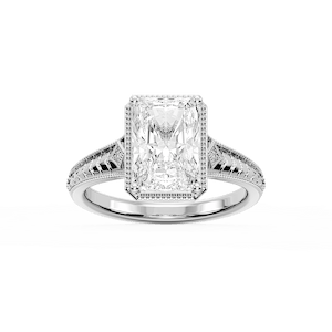 Mariana Radiant Lab Grown Diamond Vintage Milgrain Bezel Side Stone Engagement Ring