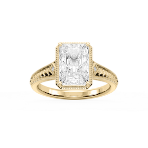 Mariana Radiant Lab Grown Diamond Vintage Milgrain Bezel Side Stone Engagement Ring