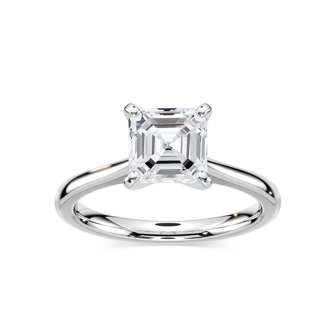 Marie 2 ctw Asscher Lab Grown Diamond Cathedral Stackable Solitaire Engagement Ring