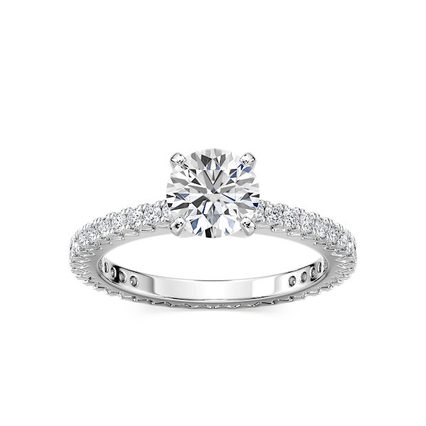 Marilyn Lab Grown Diamond Prong Set with Sculpted Eternity Profile Side Stone Engagement Ring