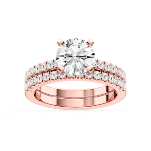 Marilyn Lab Grown Diamond Three Quarter Prong and Engraved Wedding Set