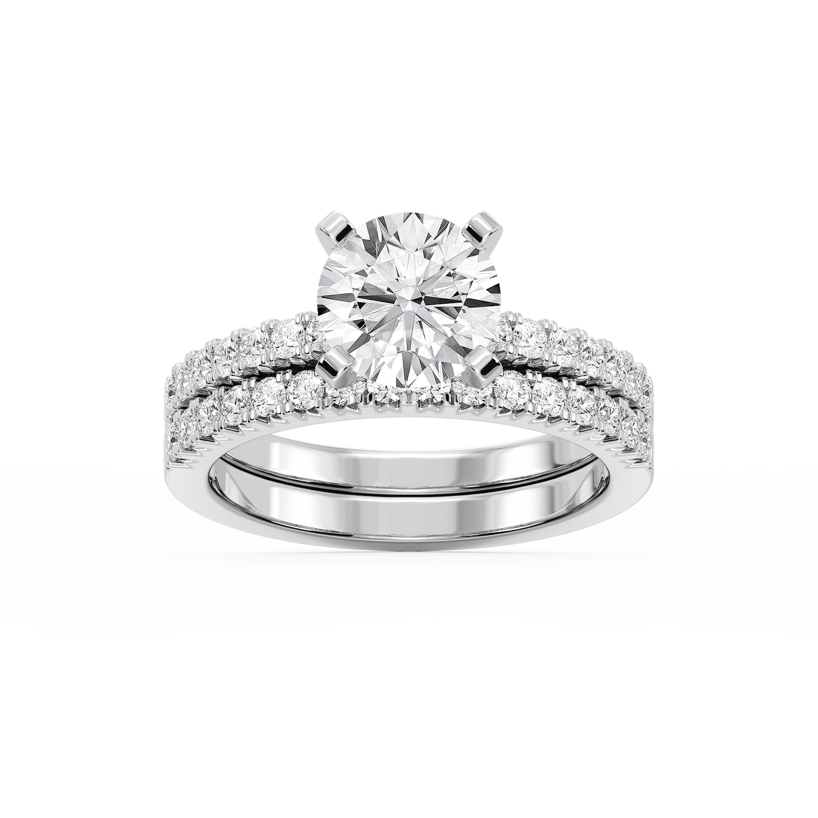 Marilyn Lab Grown Diamond Three Quarter Prong and Engraved Wedding Set