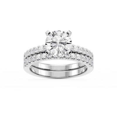 Marilyn Lab Grown Diamond Three Quarter Prong and Engraved Wedding Set