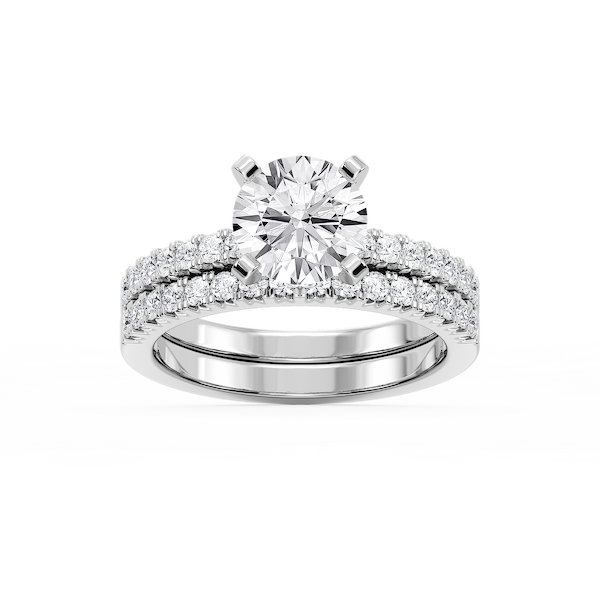 Marilyn Lab Grown Diamond Three Quarter Prong and Engraved Wedding Set