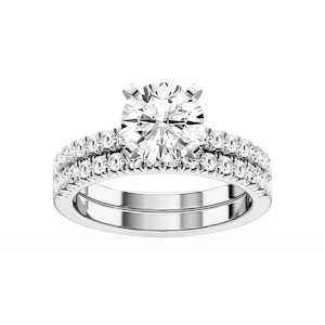 Marilyn Lab Grown Diamond Three Quarter Prong and Engraved Wedding Set