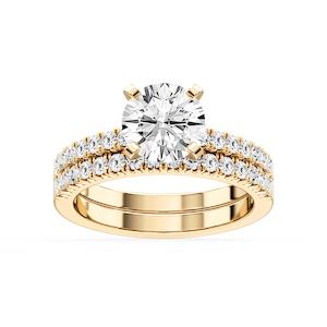 Marilyn Lab Grown Diamond Three Quarter Prong and Engraved Wedding Set