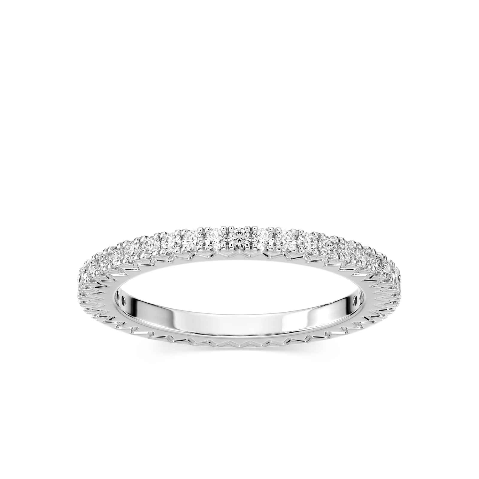 Diamond wedding band with recycled diamonds that go approximately 3/4 around the slightly squared band in recycled 14K white gold. Made to match the Marilyn Engagement ring  | Diamond wedding band recycled diamonds slightly squared band recycled 14K white gold Marilyn Engagement Ring