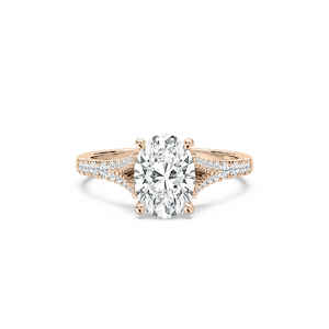 Maris 2 ¹⁄₄ ctw Oval Lab Grown Diamond Raised V Split Shank Side Stone Engagement Ring