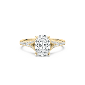 Maris 2 ¹⁄₄ ctw Oval Lab Grown Diamond Raised V Split Shank Side Stone Engagement Ring