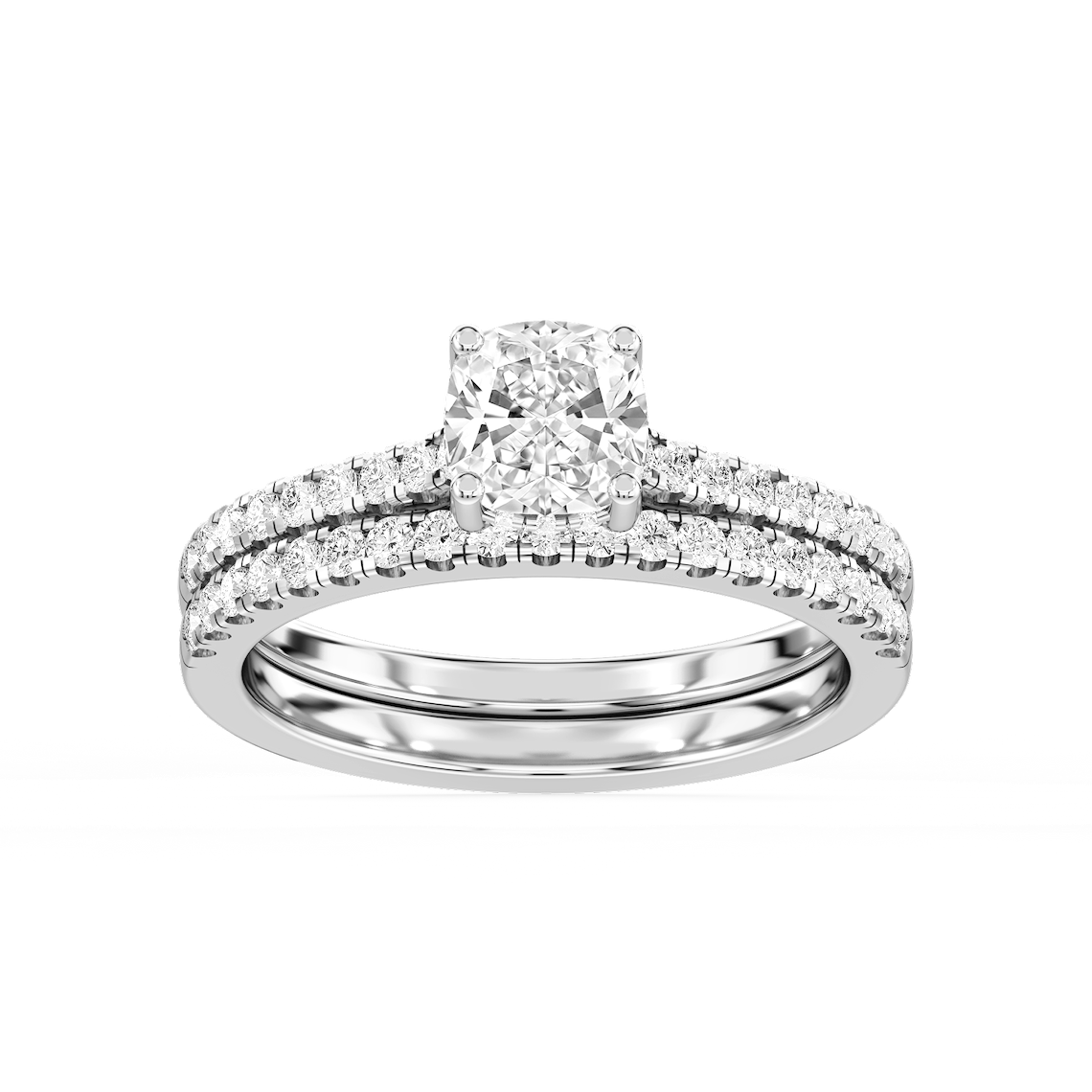 Marjorie 1 ½ ctw Cushion Lab Grown Diamond Classic Prong Hidden Halo Bridal Set